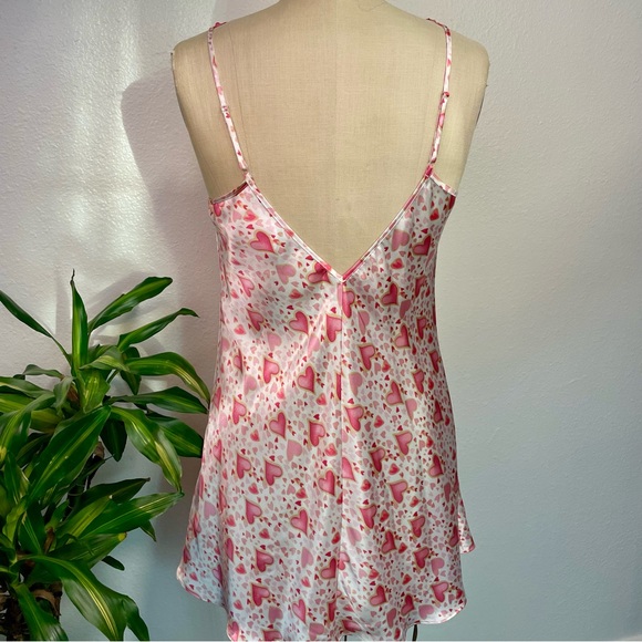 💕LA Intimates Pink Hearts Slip Mini Dress with Ruffle Neckline - Size Medium💕 - Picture 4 of 5
